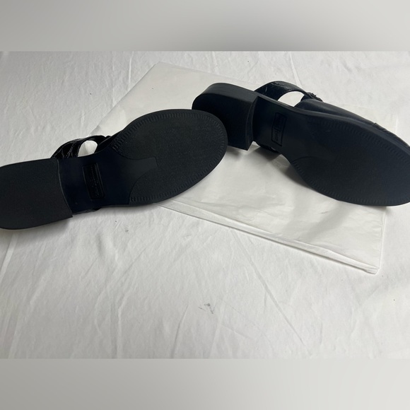 MINNETONKA BLACK LEATHER ALLIGATOR GRAIN CAP TOE MULES CONCHO SLIDE SHOES SIZE 8 - Picture 3 of 11